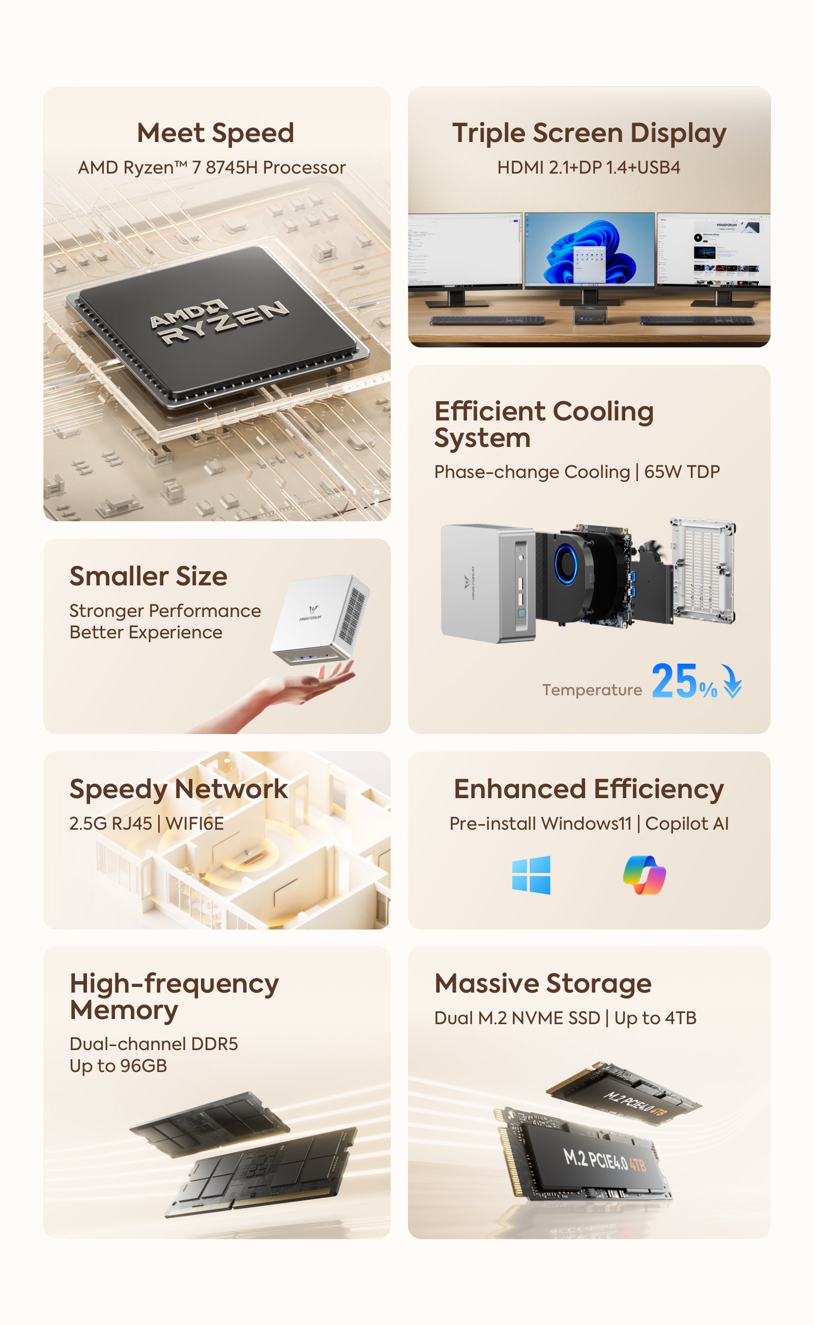 Minisforum UM870 Slim Mini PC | AMD Ryzen™ 7 8745H