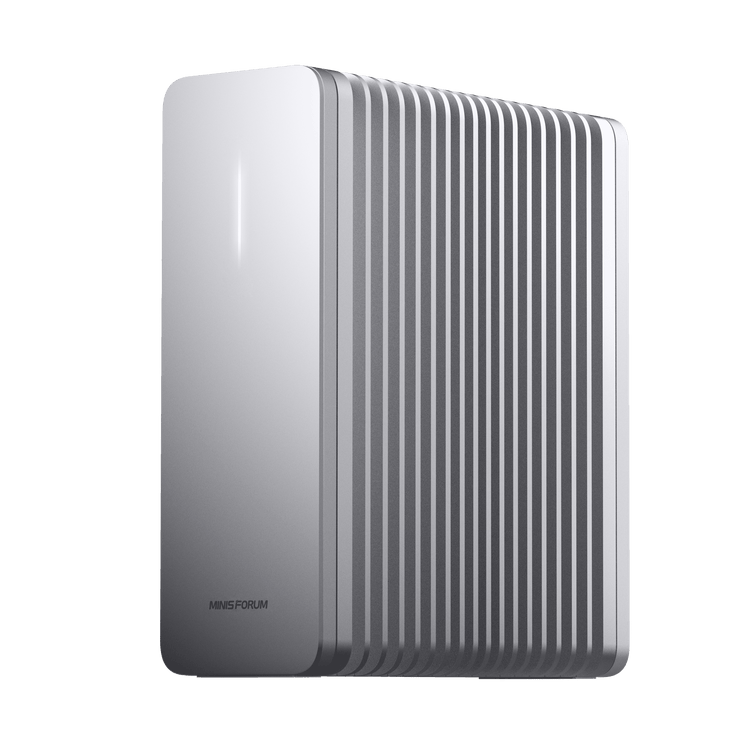 MINISFORUM S5 All-Flash AI NAS | Intel® Core™ 3 processor 304,5C/5T & Intel® Graphics | NPU Up to 15 TOPS | LPDDR5X -7467MT/s,up to 12GB | 5 × M.2 2280 NVMe SSD · Up to 128GB | WIF7 & BT6 & Dual 40Gbps USB4
