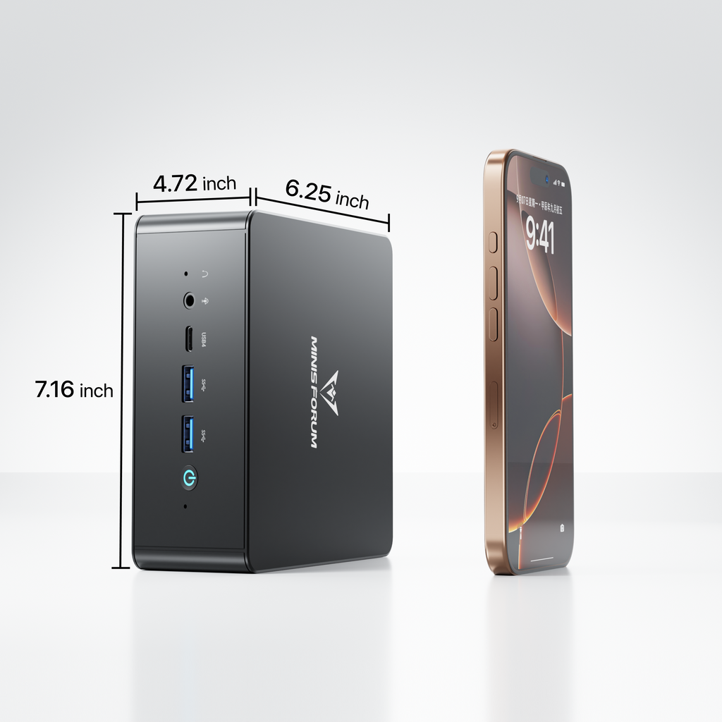 Minisforum UM890PRO MINIPC | AMD Ryzen™ 9 8945HS | Dual DDR5-5600Mhz,up to 96GB & 2 × M.2 2280 SSD PCIe 4.0 Slots | OcuLink Port & 4 × USB3.2 Gen2 Type-A Ports