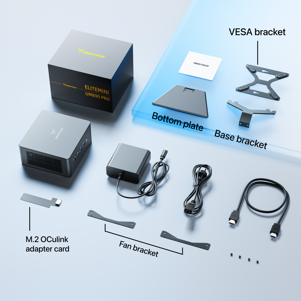 Minisforum UM890PRO MINIPC | AMD Ryzen™ 9 8945HS | Dual DDR5-5600Mhz,up to 96GB & 2 × M.2 2280 SSD PCIe 4.0 Slots | OcuLink Port & 4 × USB3.2 Gen2 Type-A Ports