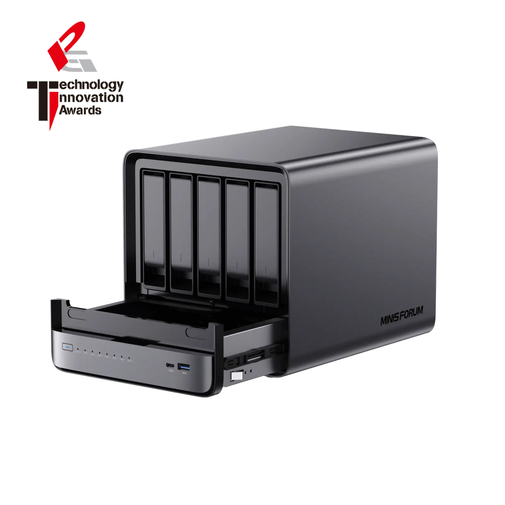 Minisforum N5 Pro AI NAS | AMD Ryzen™ AI 9 HX PRO 370 | 96GB DDR5 ECC memory | 10Gb+5GbE LAN | Docker single key installation | OCuLink compatible